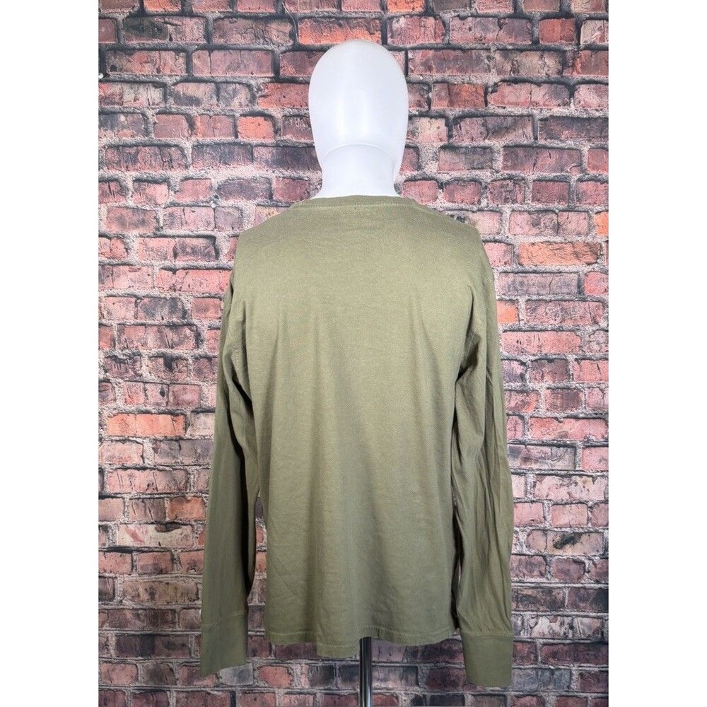 Champion Men's Green Solid Logo Long Sleeve Crew Neck T-Shirt Size L - Picture 2 of 4